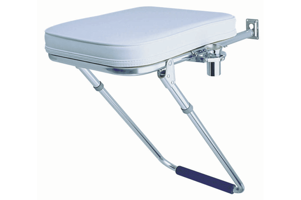 Garelick's Utility Seat expanded for additional sitting on a fishing boat